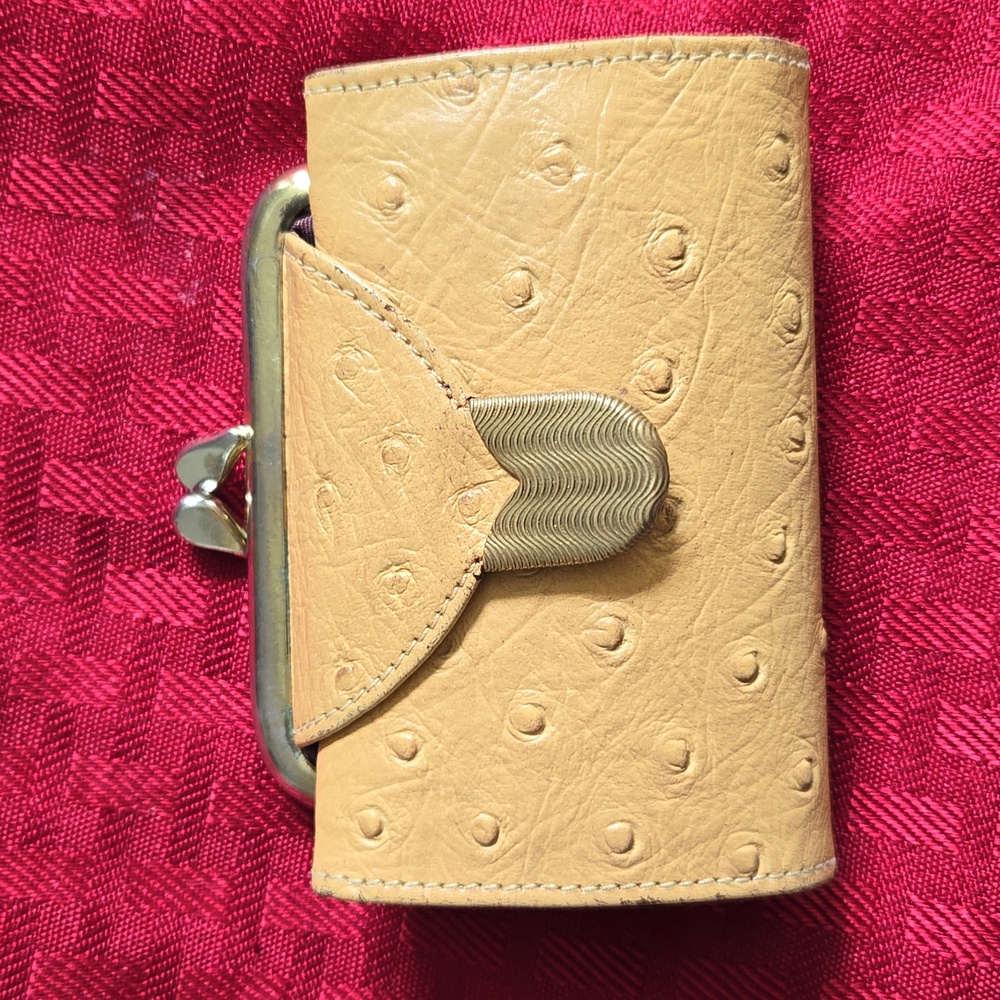 BOND STREET OSTRICH SKIN Coin Purse and Wallet. KISS LOCK. Vintage
